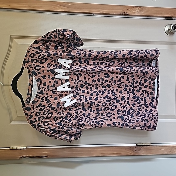 None Tops - XL MAMA leopard print t shirt